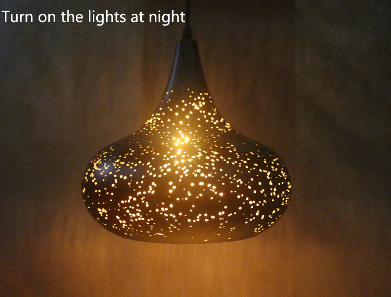 Vintage Pendant Light Iron Loft Nordic Porous Etching Lampshade