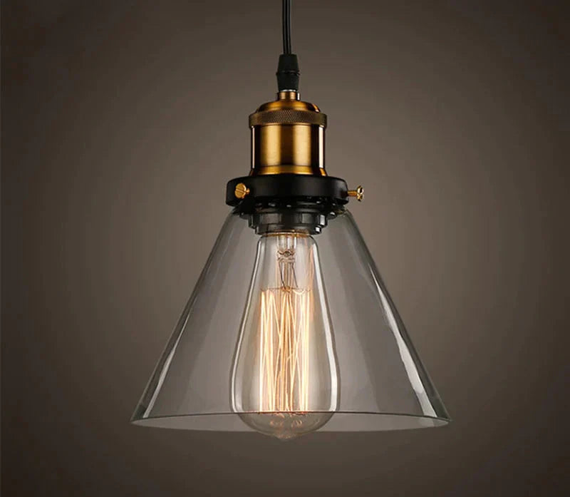 Vintage Pendant Lights Amber Glass E27 Edison Bulb Lamp