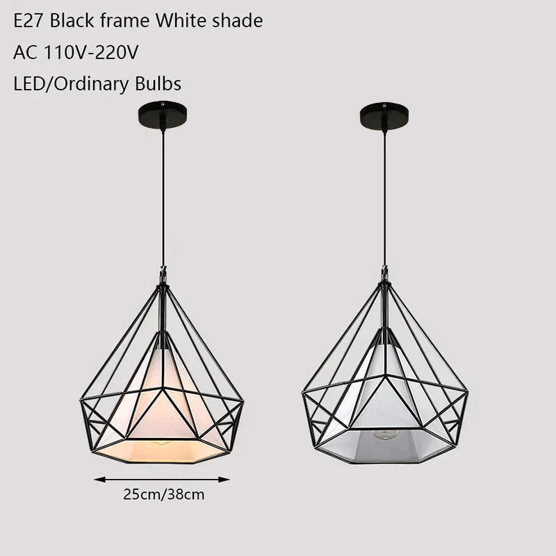 Modern Iron Painted Industrial Chandeliers E27 Diamond Chandelier Led Lighting For Living Room