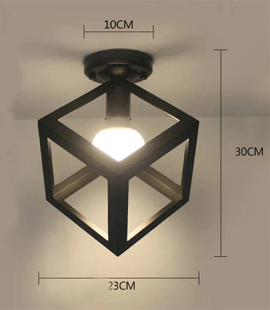 Vintage Ceiling Lights Lustre Luminaria Led Lamp Loft Iron Cage Fixtures Lighting 2