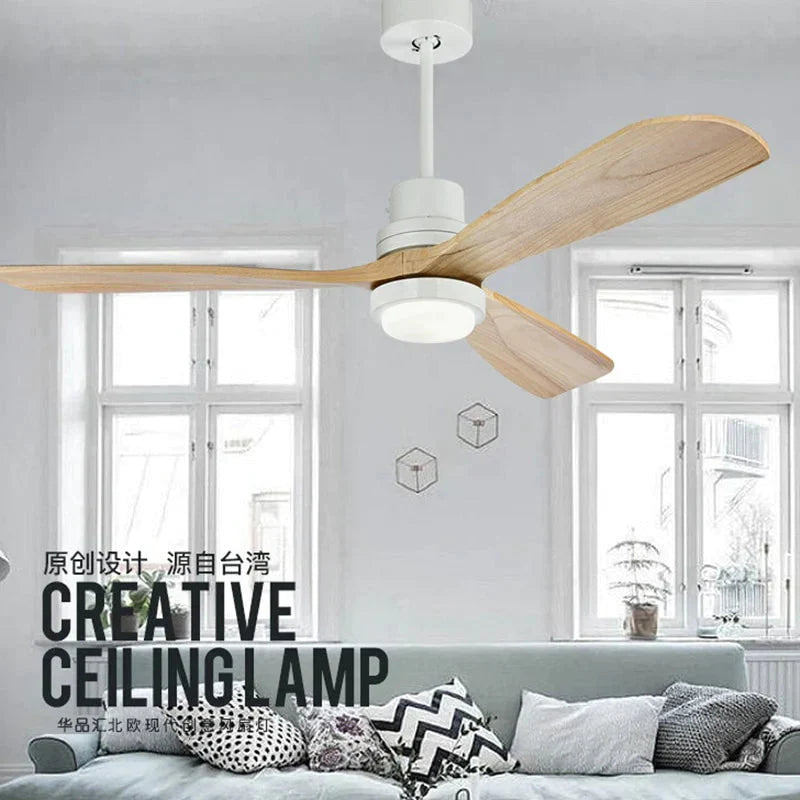 52 Inch Modern Wooden Pendant Fans With Lights Remote Control Ventilador De Techo Fan Led Light