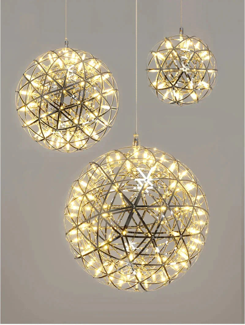 Modern Loft Spark Ball Led Pendant Light Firework Stainless Steel Lamps