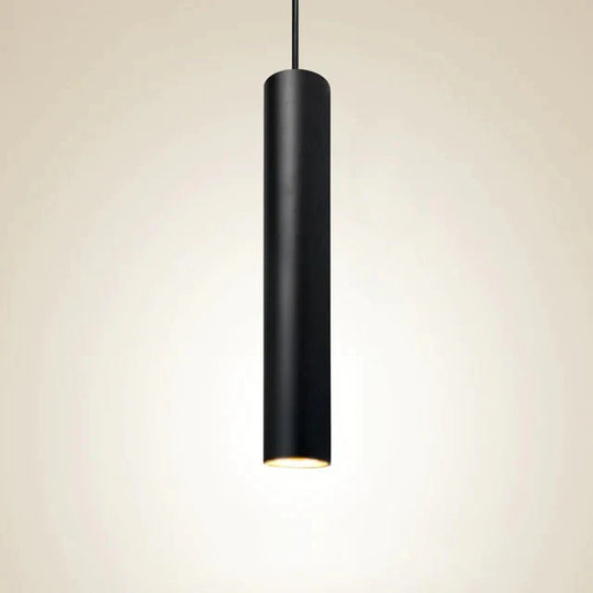 Cylinder Pipe Pendant Lights Kitchen Island Dining Room Bar Counter Black / 7W Dimmable 300Mm Cold