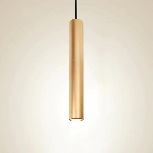 Cylinder Pipe Pendant Lights Kitchen Island Dining Room Bar Counter Gold / 7W Dimmable 300Mm Cold