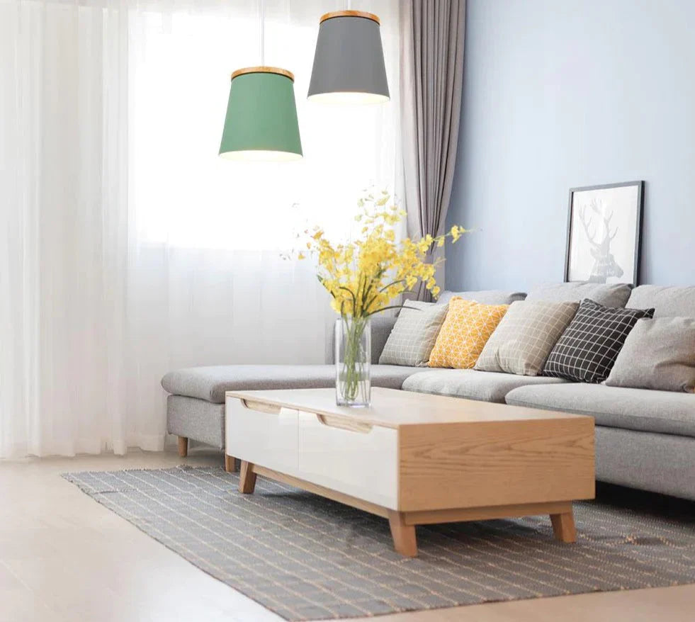 Wooden Nordic Pendant Lights For Home Lighting Modern Hanging Lamp Aluminum Lampshade Led Bulb