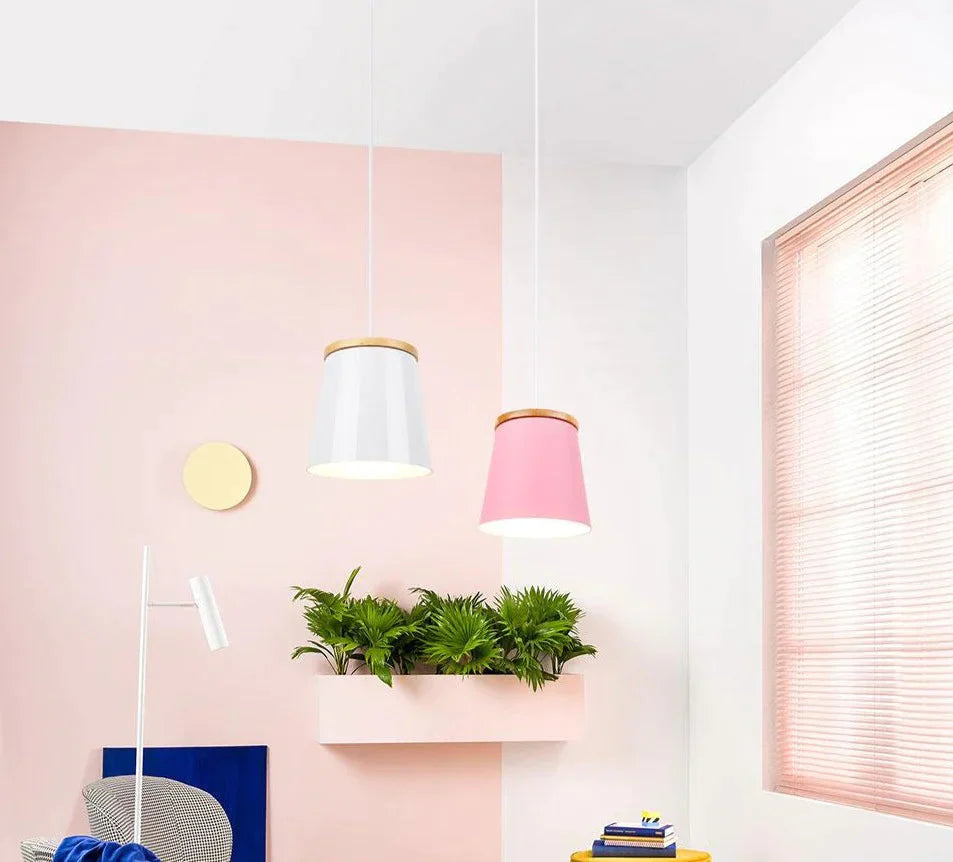 Wooden Nordic Pendant Lights For Home Lighting Modern Hanging Lamp Aluminum Lampshade Led Bulb