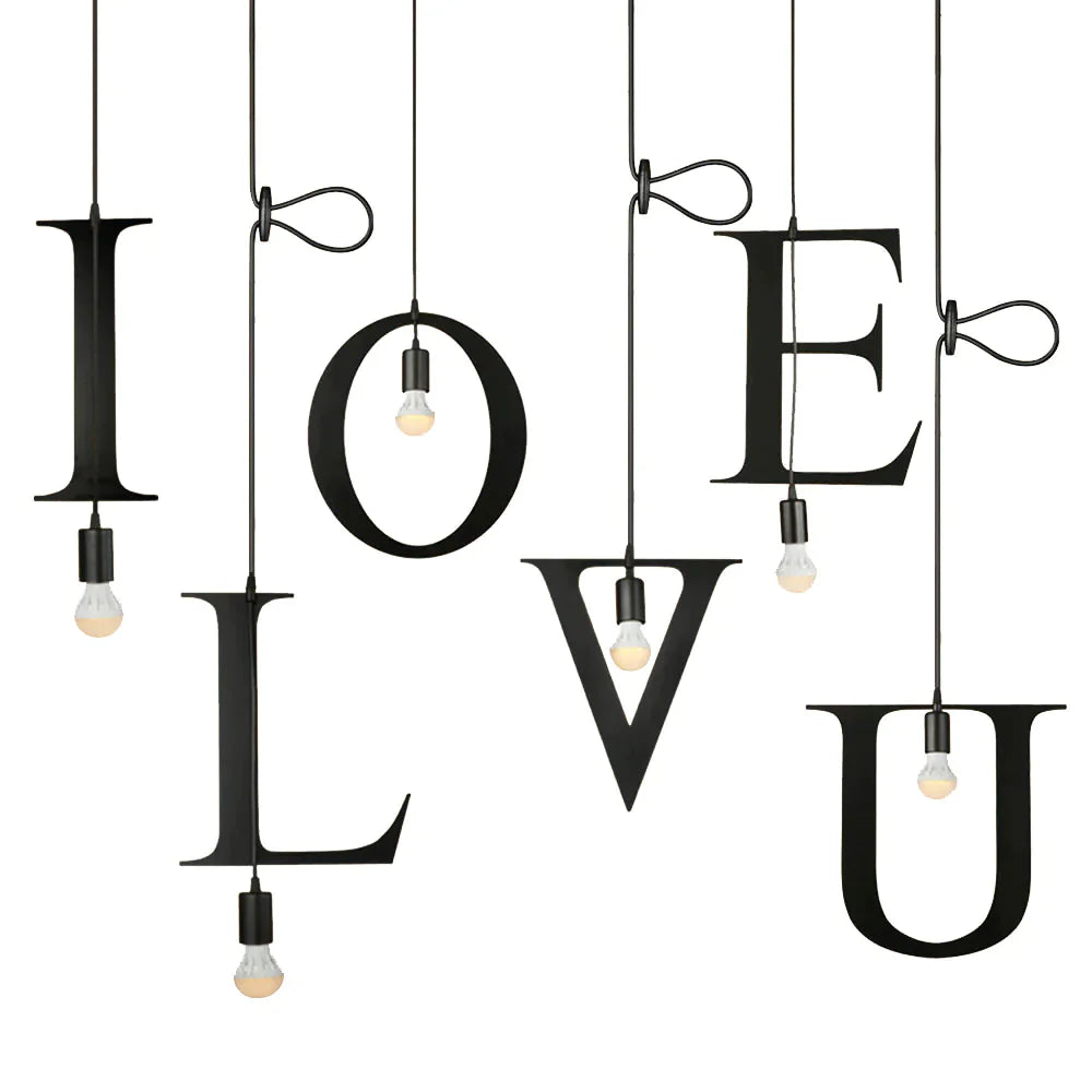 Novelty Loft Iron Letters’ Combination N - Z Pendant Light Led E27 Modern Europe Hanging Lamp For