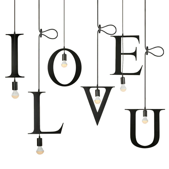 Novelty Loft Iron Letters’ Combination N - Z Pendant Light Led E27 Modern Europe Hanging Lamp For