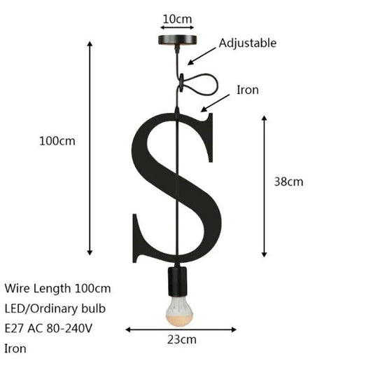 Novelty Loft Iron Letters’ Combination N - Z Pendant Light Led E27 Modern Europe Hanging Lamp For