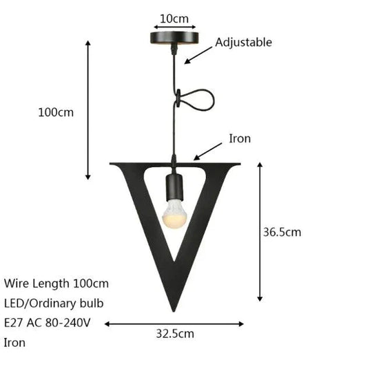 Novelty Loft Iron Letters’ Combination N - Z Pendant Light Led E27 Modern Europe Hanging Lamp For