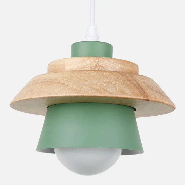 Pendant Light Led Fixture Hanging Kitchen Lamp Dining Room E27 Dinning Lights Wood Modern Green No