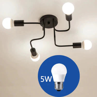 Vintage Ceiling Lights Iron Personality For Living &amp; Bed Room 4 Heads With 5W Bulb / Warm Light 110V