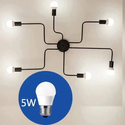 Vintage Ceiling Lights Iron Personality For Living &amp; Bed Room 6Heads With 5W Bulb / Warm Light 110V