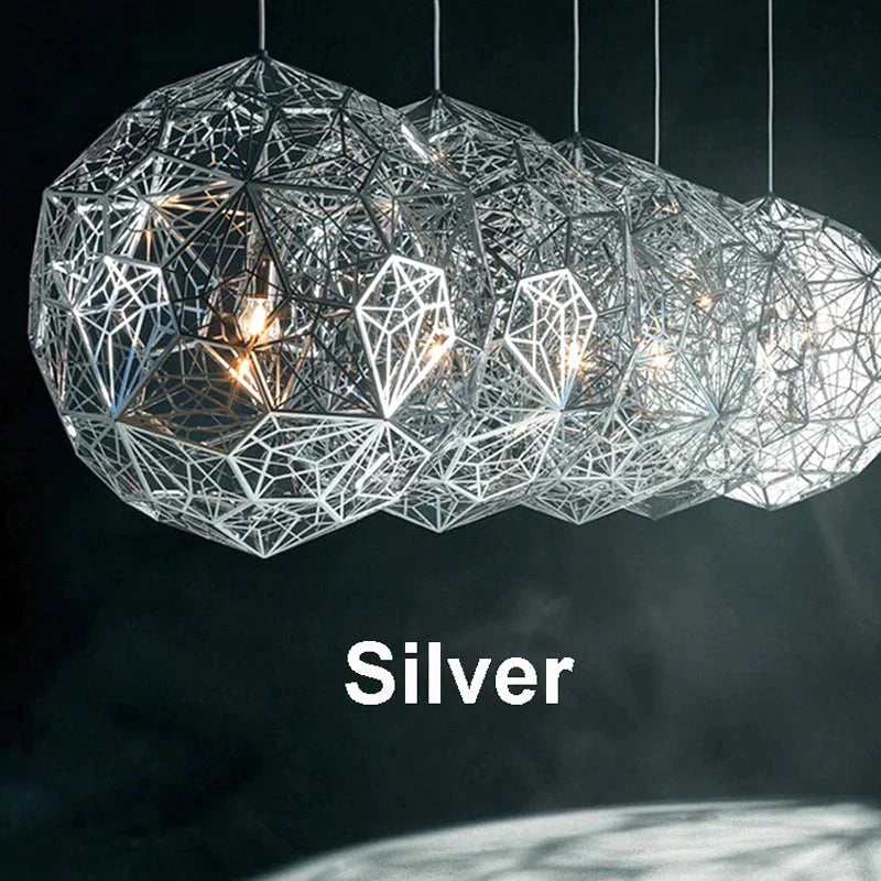E27 Replica Of Web Etch Modern Pendant Light Shadow Lamp For Living Room Dining