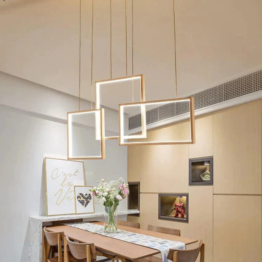 Coffee&amp;White Frame Led Pendant Lights Living Room Dining Kitchen Luminaires Home Modern Indoor Lamp