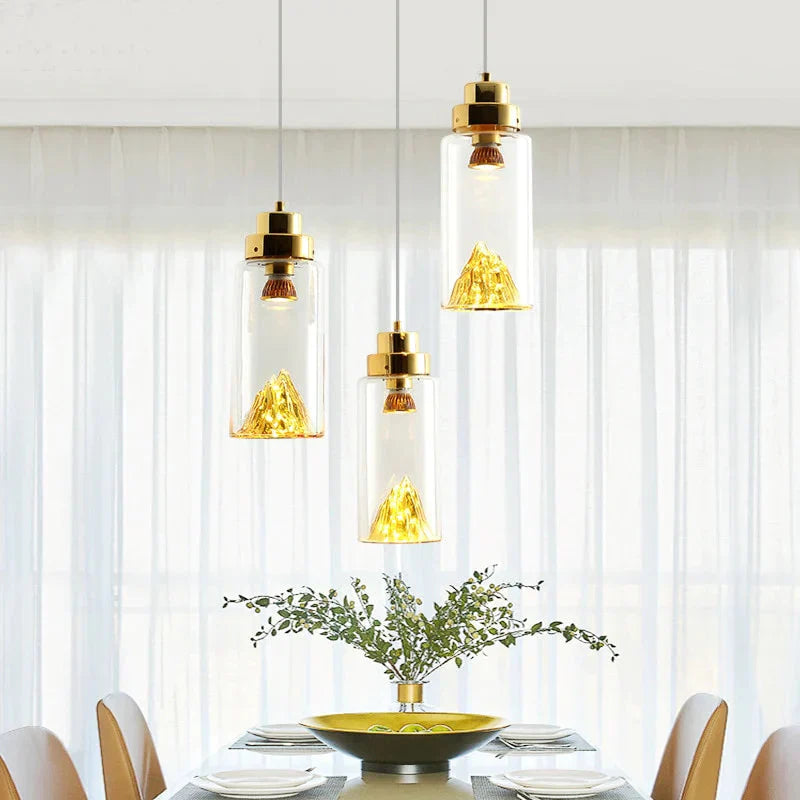 Art Deco Novelty Glass Mountain Pendant Light Led Modern Loft Home Hanging Lamp For Bedroom Lobby