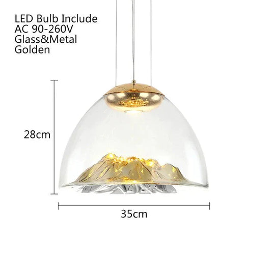 Art Deco Novelty Glass Mountain Pendant Light Led Modern Loft Home Hanging Lamp For Bedroom Lobby