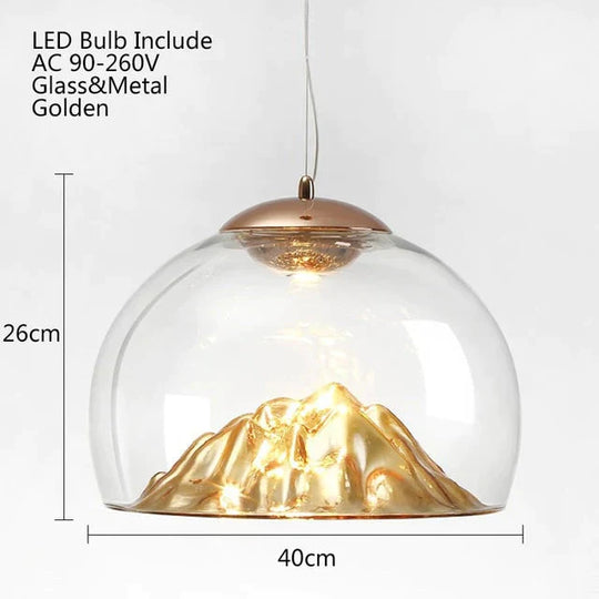 Art Deco Novelty Glass Mountain Pendant Light Led Modern Loft Home Hanging Lamp For Bedroom Lobby