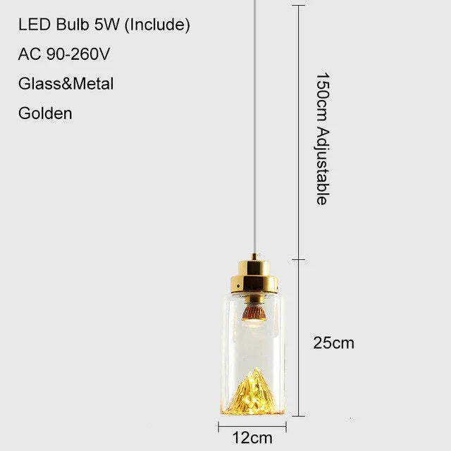 Art Deco Novelty Glass Mountain Pendant Light Led Modern Loft Home Hanging Lamp For Bedroom Lobby
