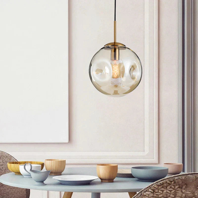 Modern Loft Glass Ball Pendant Light Led E27 Nordic Hanging Lamp With 2 Colors For Living Room