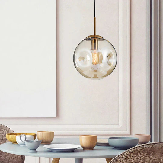 Modern Loft Glass Ball Pendant Light Led E27 Nordic Hanging Lamp With 2 Colors For Living Room