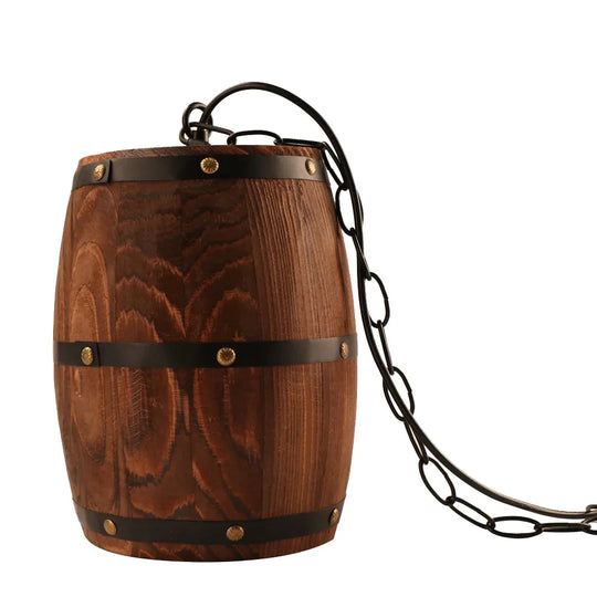 American Modern Nature Loft Wood Wine Barrel E27 Hanging Vintage Pendant Lights For Dining Room