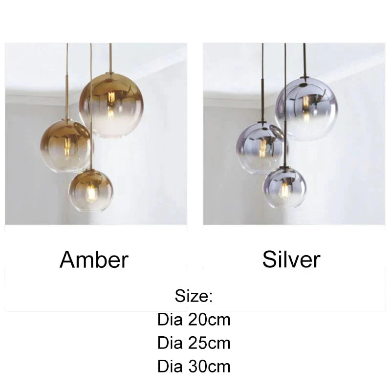 1Pc Modern E27 Led Nordic Pendant - Gradient Glass Globe Ball Home &amp; Shop