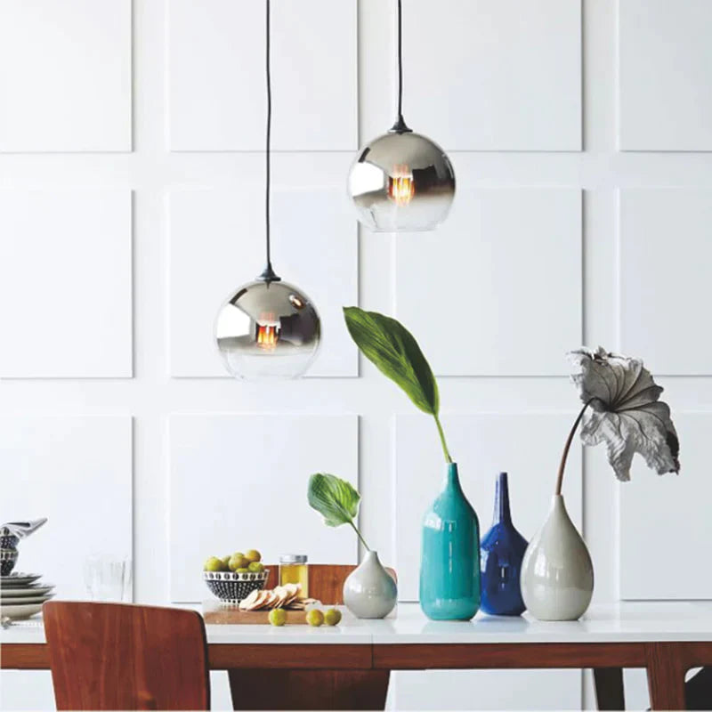 1Pc Modern E27 Led Nordic Pendant - Gradient Glass Globe Ball Home &amp; Shop