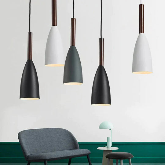 Nordic Minimalism Droplight E27 Aluminum Wood Pendant Lights Home Restaurant Decor Lighting Lamp