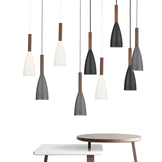 Nordic Minimalism Droplight E27 Aluminum Wood Pendant Lights Home Restaurant Decor Lighting Lamp