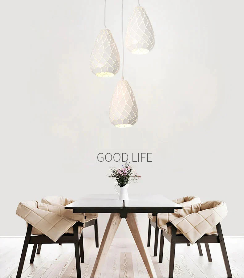 Set Of 3 Modern Led Pendant Lights Square Round Kitchen Island Lamps Dining Living Room Drop