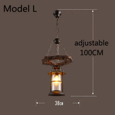 Retro Bar Industrial Wind Chandelier Loft Solid Wood Personality Restaurant Coffee Shop Model L