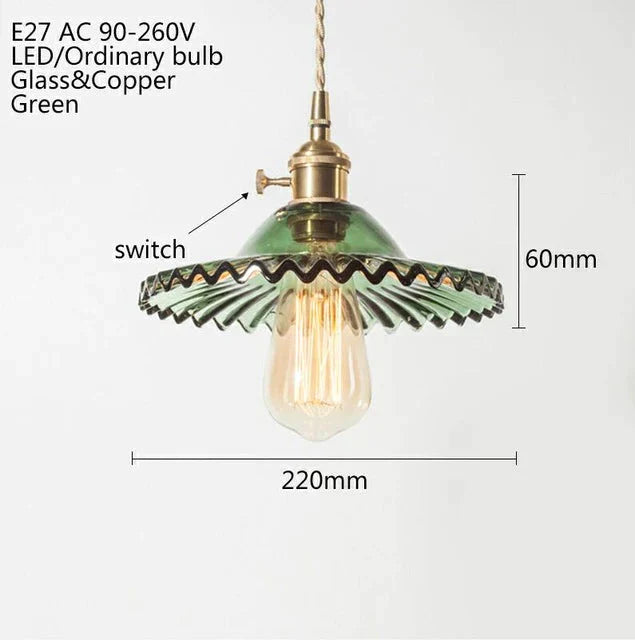 Europe Retro Novelty Glass&amp;Iron Pendant Light Led E27 With 5 Colors For Bedroom/Living