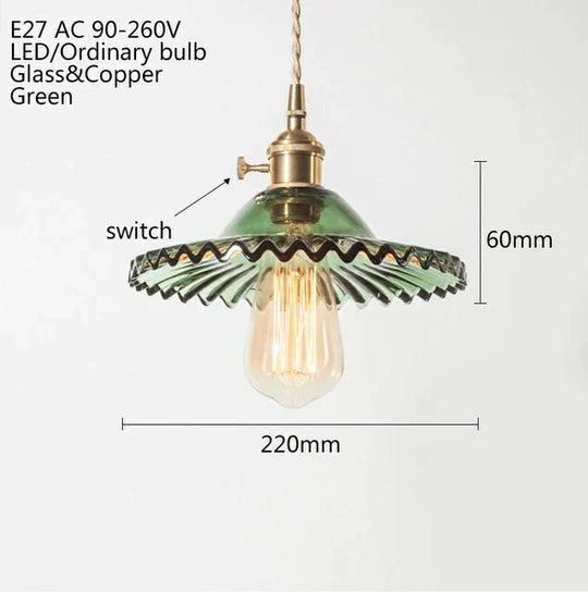 Europe Retro Novelty Glass&amp;Iron Pendant Light Led E27 With 5 Colors For Bedroom/Living