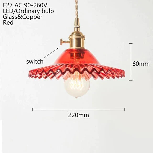 Europe Retro Novelty Glass&amp;Iron Pendant Light Led E27 With 5 Colors For Bedroom/Living