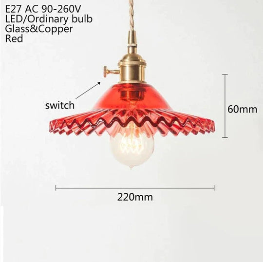 Europe Retro Novelty Glass&amp;Iron Pendant Light Led E27 With 5 Colors For Bedroom/Living