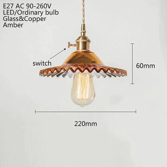 Europe Retro Novelty Glass&amp;Iron Pendant Light Led E27 With 5 Colors For Bedroom/Living