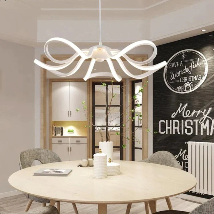 Modern Flower Led Pendant Lights Kitchen Acrylic + Metal Suspension Hanging Ceiling Lamp For