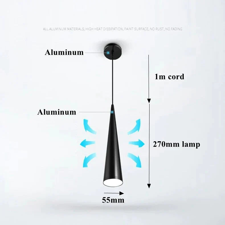 Pendant Lights Modern Kitchen Lamp Dining Living Room Cone Shape Lamps Aluminum Cylinder Tube Spot