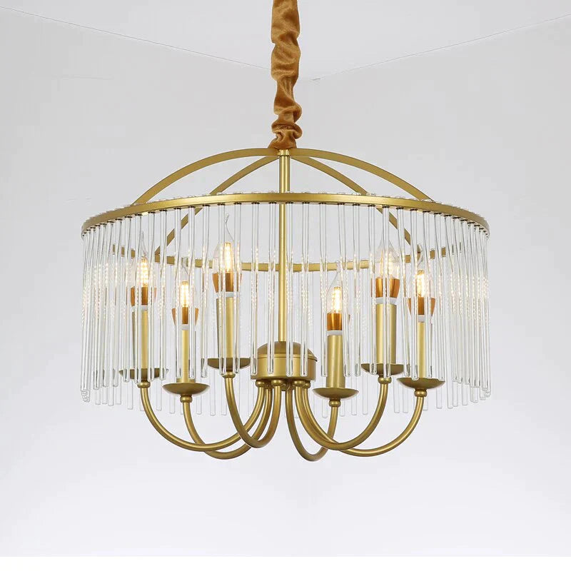 American Vintage Wrought Iron Pendant Lamp E14 Led Gold Lights For Living Room Bed Dining Study