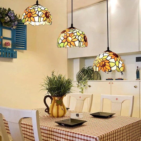 Art Deco Pastoral Modern Glass Pendant Light Led E27 Europe Vintage Hanging Lamp For Living Room