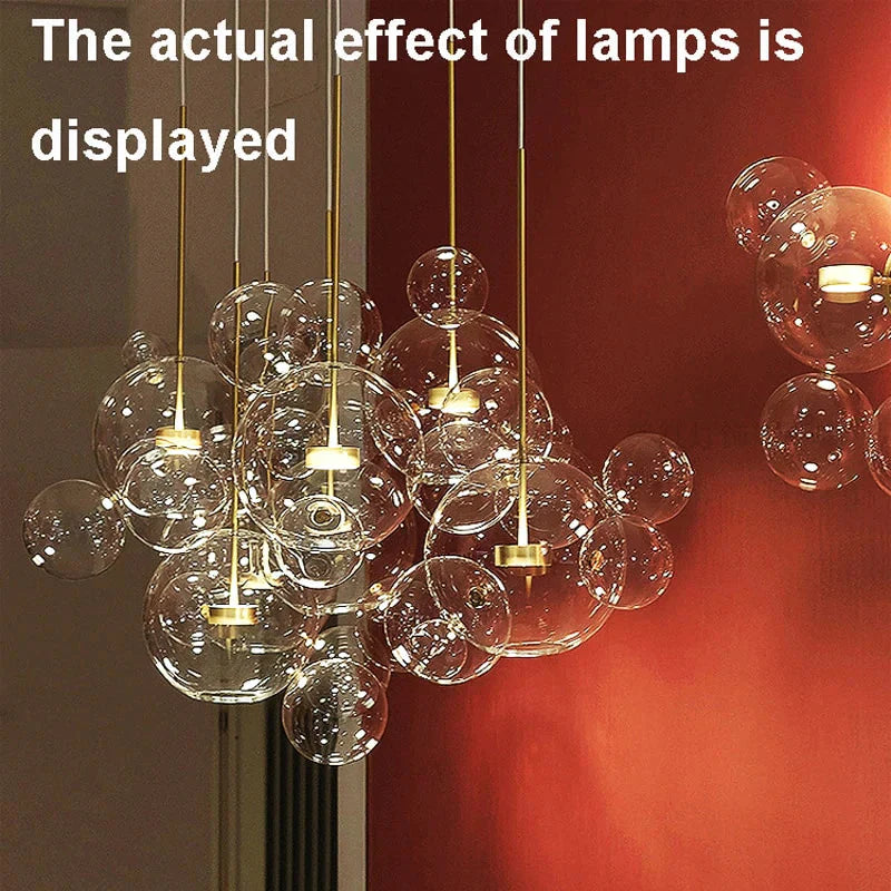 Clear Glass Ball Living Room Chandeliers Art Deco Bubble Lamp Shades Chandelier Modern Indoor