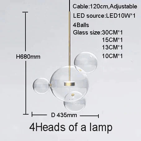Clear Glass Ball Living Room Chandeliers Art Deco Bubble Lamp Shades Chandelier Modern Indoor