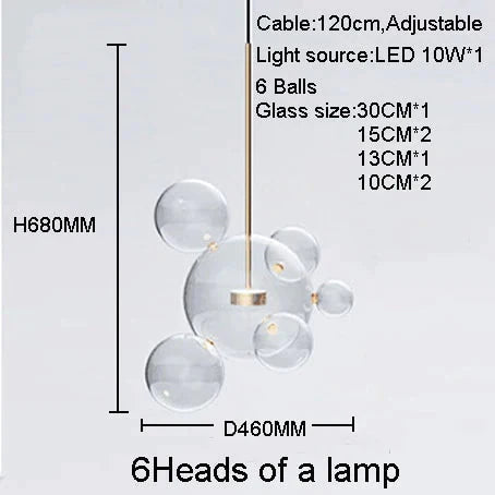 Clear Glass Ball Living Room Chandeliers Art Deco Bubble Lamp Shades Chandelier Modern Indoor