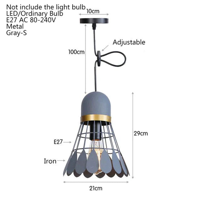 Noridic Modern Colorful Iron Pendant Light Led E27 Industrail Loft Hanging Lamp For Parlor