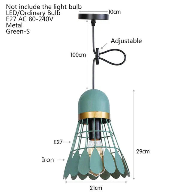 Noridic Modern Colorful Iron Pendant Light Led E27 Industrail Loft Hanging Lamp For Parlor