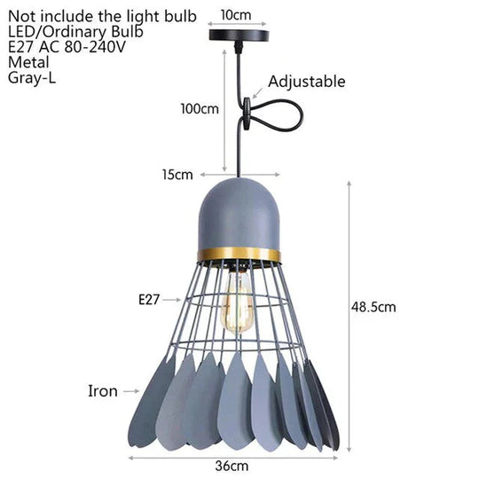 Noridic Modern Colorful Iron Pendant Light Led E27 Industrail Loft Hanging Lamp For Parlor