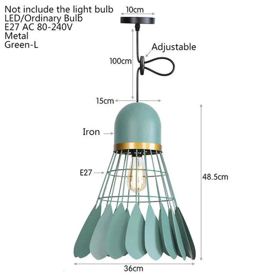 Noridic Modern Colorful Iron Pendant Light Led E27 Industrail Loft Hanging Lamp For Parlor