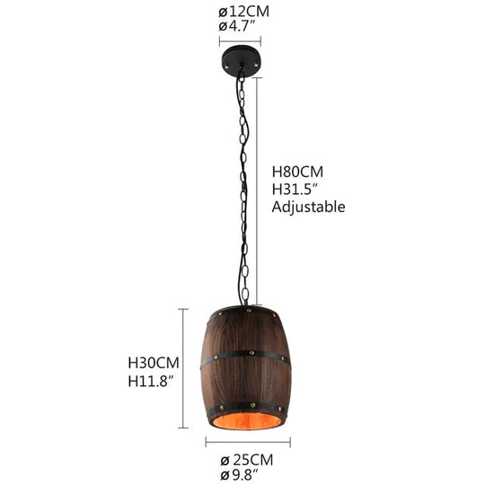 American Modern Nature Loft Wood Wine Barrel E27 Hanging Vintage Pendant Lights For Dining Room