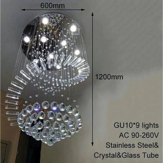 Modern Crystal Loft Traditional Chandelier Art Deco With Gu10 9 Lights For Living Room Bedroom